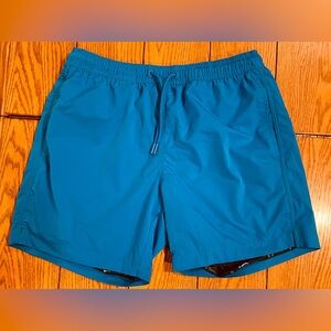 Chubbies men’s swim trunks, size small, shiny blue color, sewn in liner